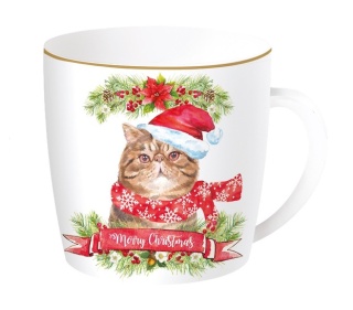 ŚWIĄTECZNY KUBEK PORCELANOWY W PUDEŁKU 350ml KOT