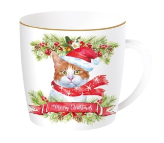 ŚWIĄTECZNY KUBEK PORCELANOWY W PUDEŁKU 350ml KOT
