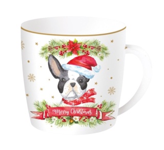 ŚWIĄTECZNY KUBEK PORCELANOWY W PUDEŁKU 350ml PIES