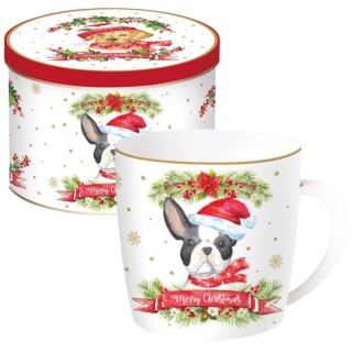ŚWIĄTECZNY KUBEK PORCELANOWY W PUDEŁKU 350ml PIES