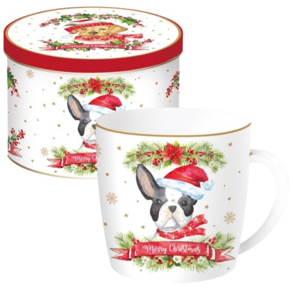 ŚWIĄTECZNY KUBEK PORCELANOWY W PUDEŁKU 350ml PIES