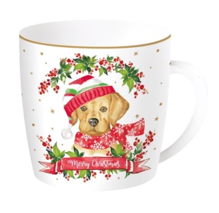 ŚWIĄTECZNY KUBEK PORCELANOWY W PUDEŁKU 350ml PIES