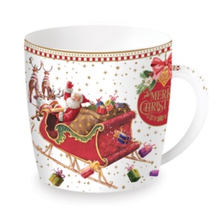 ŚWIĄTECZNY KUBEK PORCELANOWY W PUDEŁKU 350ml SANIE MIKOŁAJA