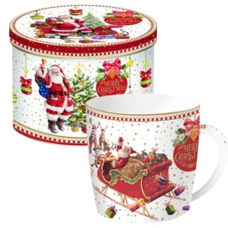 ŚWIĄTECZNY KUBEK PORCELANOWY W PUDEŁKU 350ml SANIE MIKOŁAJA