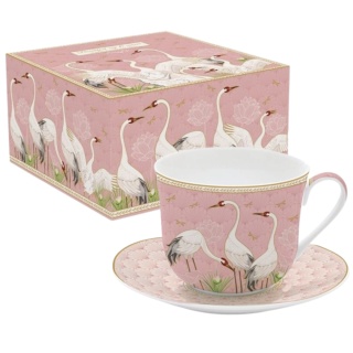 PORCELANOWA FILIŻANKA ZE SPODKIEM 400ml CZAPLE