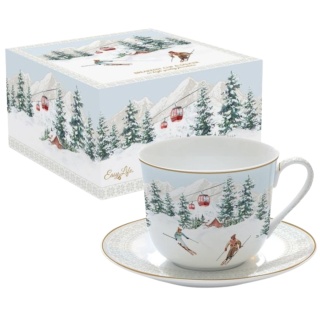 PORCELANOWA FILIŻANKA ZE SPODKIEM 400ml ZABAWA NA STOKU