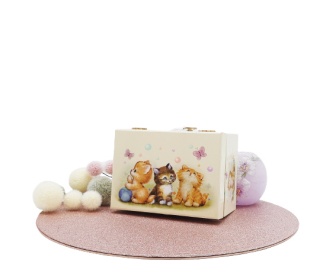 28085 SZKATUŁKA POZYTYWKA DZIECIĘCA W KOTKI NA BIŻUTERIĘ I DROBIAZGI