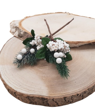 GAŁĄZKI DEKORACYJNE ŚWIĄTECZNE Z BIAŁYMI JAGODAMI 2szt.