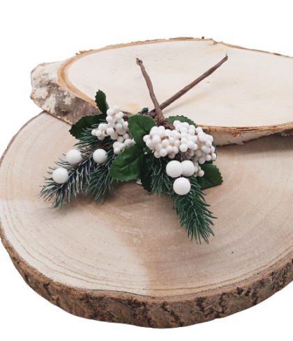 GAŁĄZKI DEKORACYJNE ŚWIĄTECZNE Z BIAŁYMI JAGODAMI 2szt.