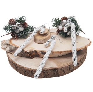 SREBRNE CUKROWE LASECZKI ZAWIESZKI NA CHOINKĘ 6szt.