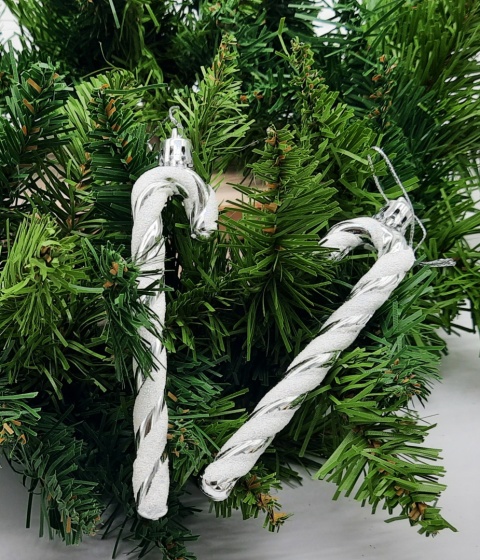 SREBRNE CUKROWE LASECZKI ZAWIESZKI NA CHOINKĘ 6szt.