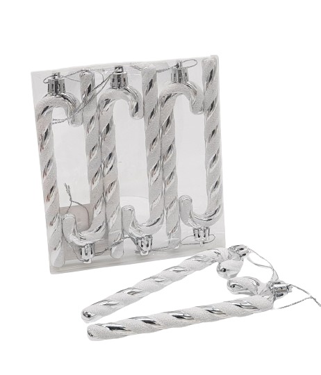 SREBRNE CUKROWE LASECZKI ZAWIESZKI NA CHOINKĘ 6szt.