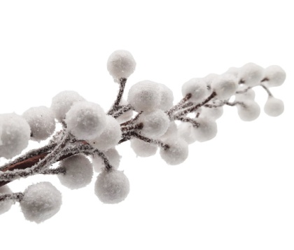 GAŁĄZKA DEKORACYJNA ŚWIĄTECZNA Z BIAŁYMI KULKAMI 70cm