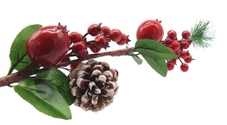 GAŁĄZKA DEKORACYJNA ŚWIĄTECZNA Z CZERWONYMI JAGODAMI 65cm