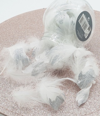 AKCESORIA DEKORACYJNE PIÓRKA Z BROKATEM DO KART OZDÓB SCRAP