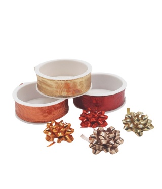 POMARAŃCZOWA WSTĄŻKA METALICZNA DEKORACYJNA DO PAKOWANIA 25mm 3m