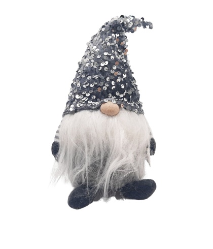 SZARY SKRZAT ŚWIĄTECZNY KRASNAL GNOM DEKORACJA Z CEKINAMI