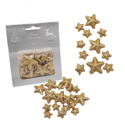 AKCESORIA DEKORACYJNE ZŁOTE BROKATOWE GWIAZDKI ŚWIĄTECZNE DO KART OZDÓB SCRAP
