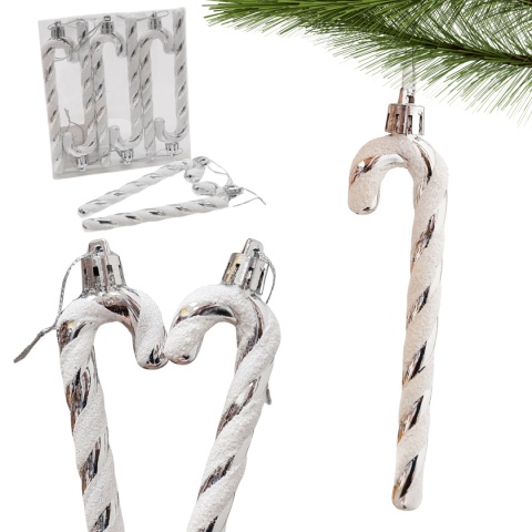 SREBRNE CUKROWE LASECZKI ZAWIESZKI NA CHOINKĘ 6szt.