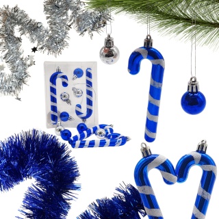 ZESTAW OZDÓB CHOINKOWYCH NIEBIESKI - 2 x ZAWIESZKI + 3 x ŁAŃCUCH