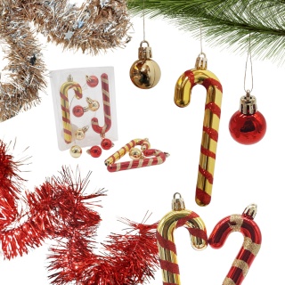 ZESTAW OZDÓB CHOINKOWYCH CZERWONO-ZŁOTY - 2 x ZAWIESZKI + 3 x ŁAŃCUCH