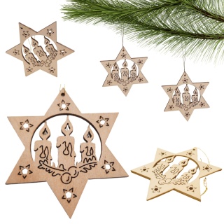 11 ZAWIESZKA CHOINKOWA Z DREWNA GWIAZDA Z WYCINANYM WZOREM