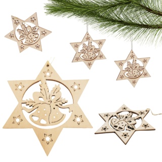 09 ZAWIESZKA CHOINKOWA Z DREWNA GWIAZDA Z WYCINANYM WZOREM