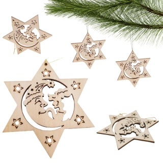 07 ZAWIESZKA CHOINKOWA Z DREWNA GWIAZDA Z WYCINANYM WZOREM