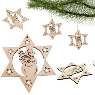 06 ZAWIESZKA CHOINKOWA Z DREWNA GWIAZDA Z WYCINANYM WZOREM