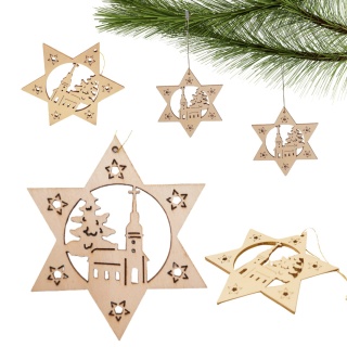 02 ZAWIESZKA CHOINKOWA Z DREWNA GWIAZDA Z WYCINANYM WZOREM