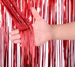 CZERWONA KURTYNA DEKORACYJNA IMPREZOWA 200cmx100cm