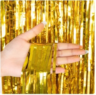 ZŁOTA KURTYNA DEKORACYJNA IMPREZOWA 200cmx100cm