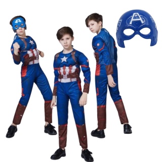 STRÓJ KAPITAN AMERYKA Z MIĘŚNIAMI + MASKA 130cm