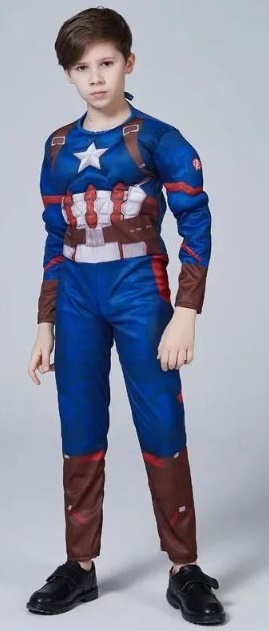 STRÓJ KAPITAN AMERYKA Z MIĘŚNIAMI + MASKA 130cm