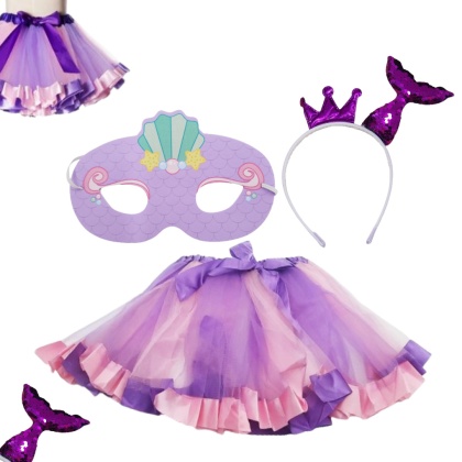 1024 STRÓJ SYRENKI FIOLETOWA MASKA OPASKA SPÓDNICZKA 3-6 lat