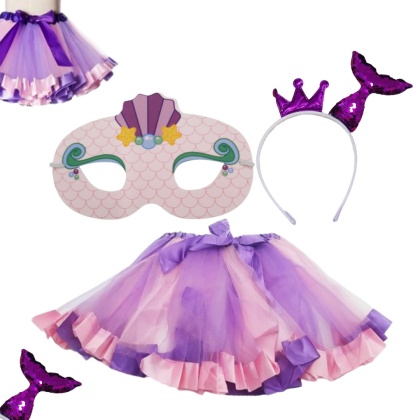 1024 STRÓJ SYRENKI RÓŻOWA MASKA OPASKA SPÓDNICZKA 3-6 lat