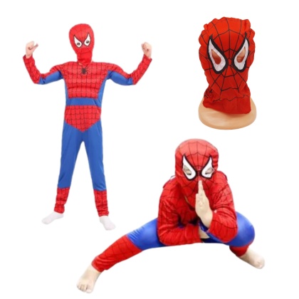 STRÓJ SPIDERMANA Z MIĘŚNIAMI + MASKA 5-7lat