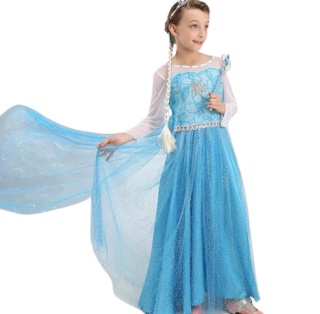 STRÓJ SUKIENKA ELSA KRAINA LODU 120cm + OPASKA Z WARKOCZEM