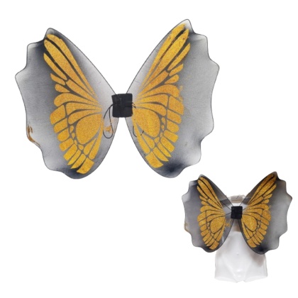 ZŁOTE SKRZYDŁA WRÓŻKI MOTYLKA NA BAL KOSTIUM SKRZYDEŁKA Z BROKATEM