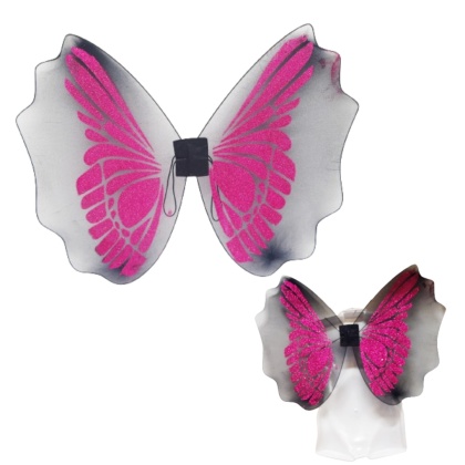 RÓŻOWE SKRZYDŁA WRÓŻKI MOTYLKA NA BAL KOSTIUM SKRZYDEŁKA Z BROKATEM