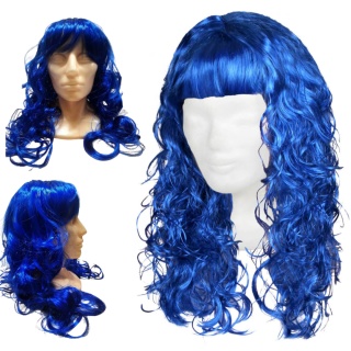PERUKA DŁUGIE NIEBIESKIE WŁOSY LOKI PRZEBRANIE KARNAWAŁ