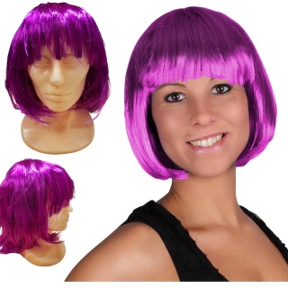PERUKA KRÓTKIE FIOLETOWE WŁOSY BOB PRZEBRANIE KARNAWAŁ