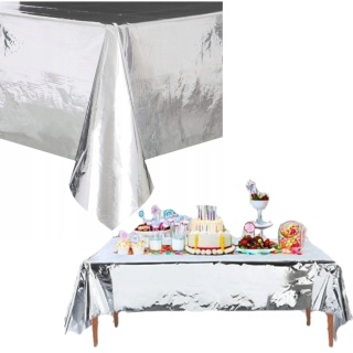 OBRUS FOLIOWY WIELORAZOWY SREBRNY 137x274cm