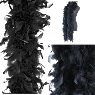 SZAL BOA Z PIÓRAMI CZARNY DŁUGI 180cm