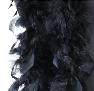 SZAL BOA Z PIÓRAMI CZARNY DŁUGI 180cm