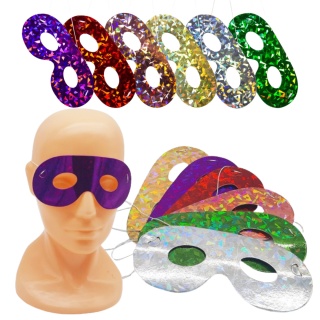 PAPIEROWE MASKI HOLOGRAFICZNE KOLOROWE 6 sztuk