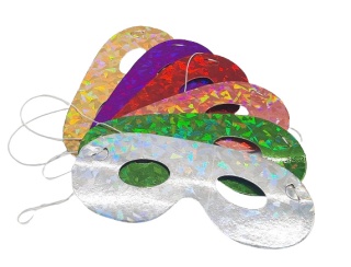 PAPIEROWE MASKI HOLOGRAFICZNE KOLOROWE 6 sztuk