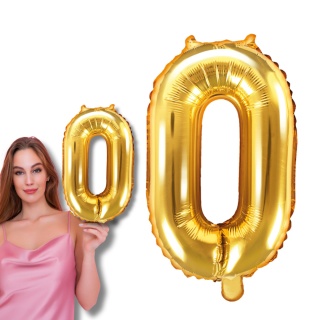 BALON FOLIOWY CYFRA 0 ZŁOTA 35cm NA POWIETRZE