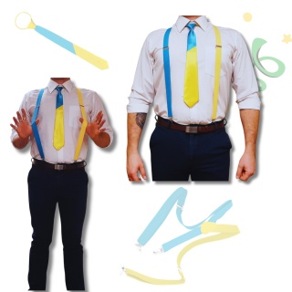 ŻÓŁTO-NIEBIESKI ZESTAW SZELKI + KRAWAT DLA MĘŻCZYZN PRZEBRANIE