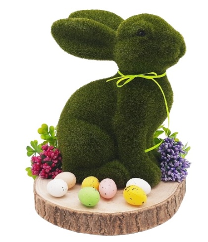 DUŻY FLOKOWANY ZAJĄC FIGURKA NA WIELKANOC 26cm